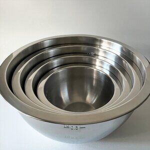Wolfgang Puck Stainless Steel Mixing Bowls Set of 4: 6qt 4qt 2qt 1qt Nesting